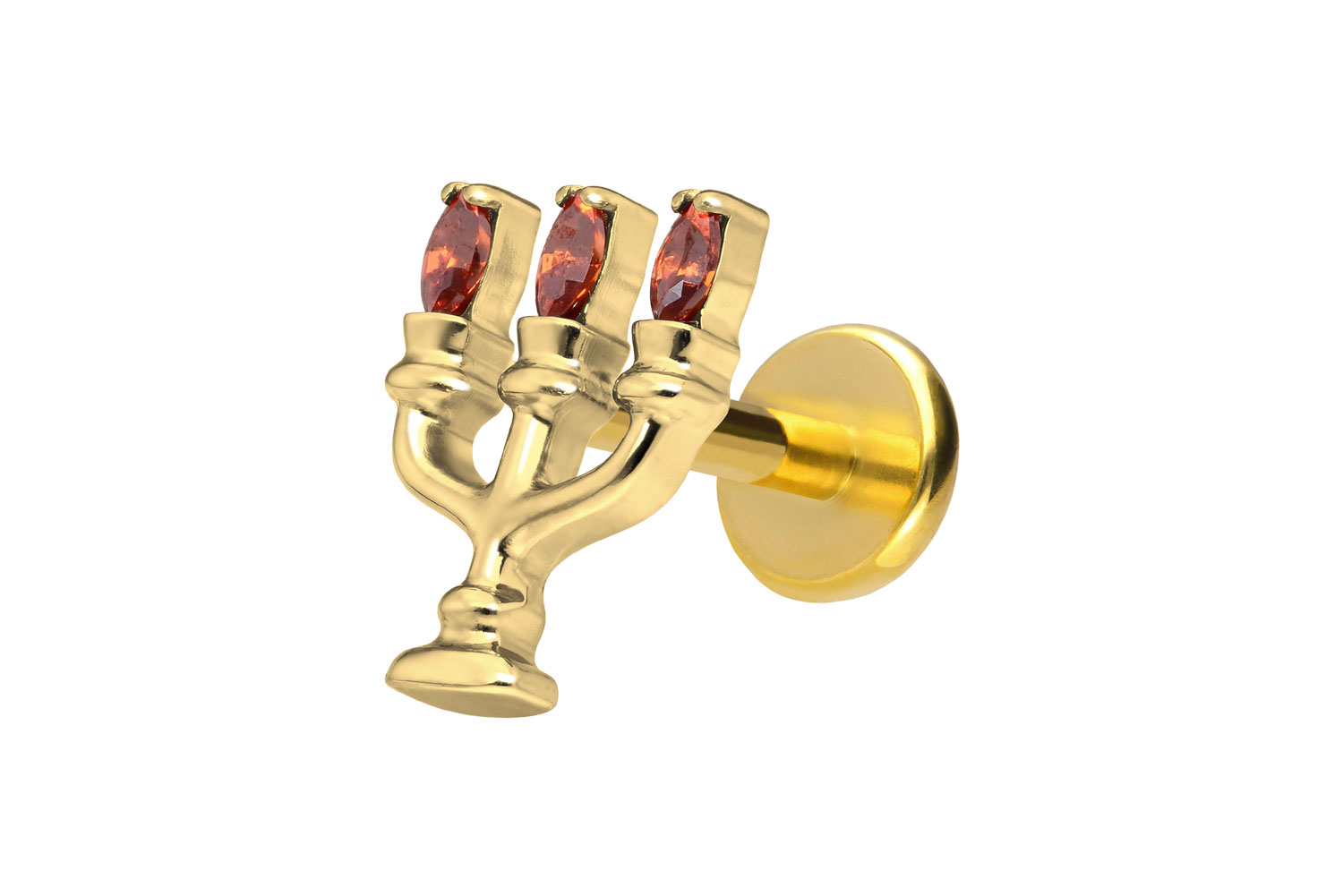 Titan Labret Piercing mit Push Fit KERZENLEUCHTER